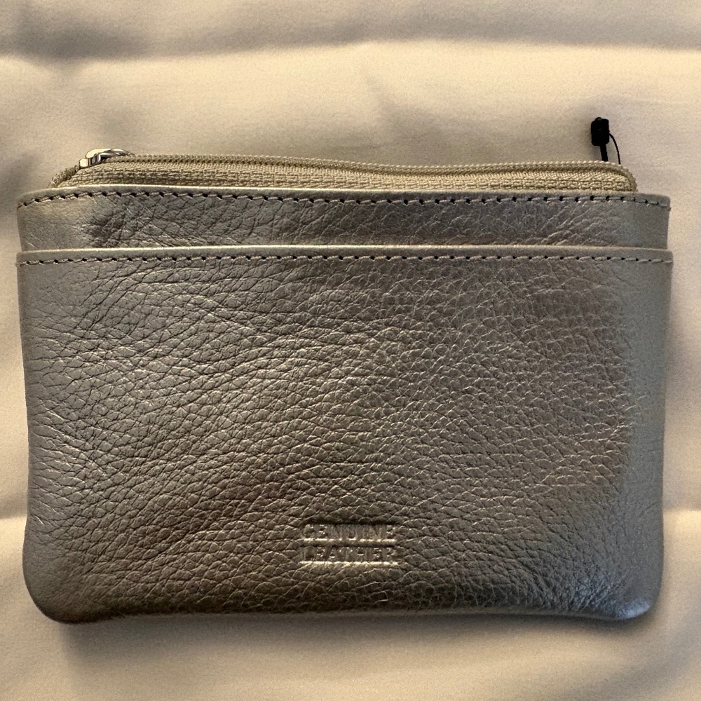 Mundi Metallic Silver Leather Wallet
